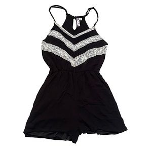 Alya Black Romper and White Embroidery